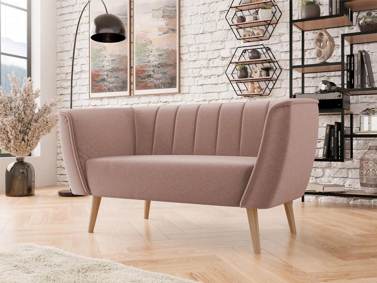 SOFA Pas 2 - Rosa/Naturfarben, Holz/Textil (142/75/74cm) - MIRJAN24