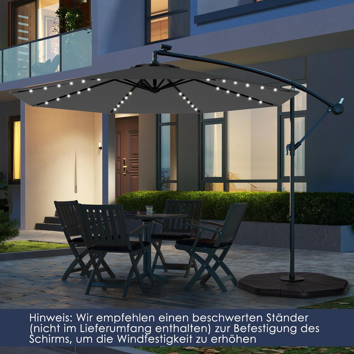 SONNENSCHIRM Grau - Grau, Kunststoff (300/300cm) - COSTWAY
