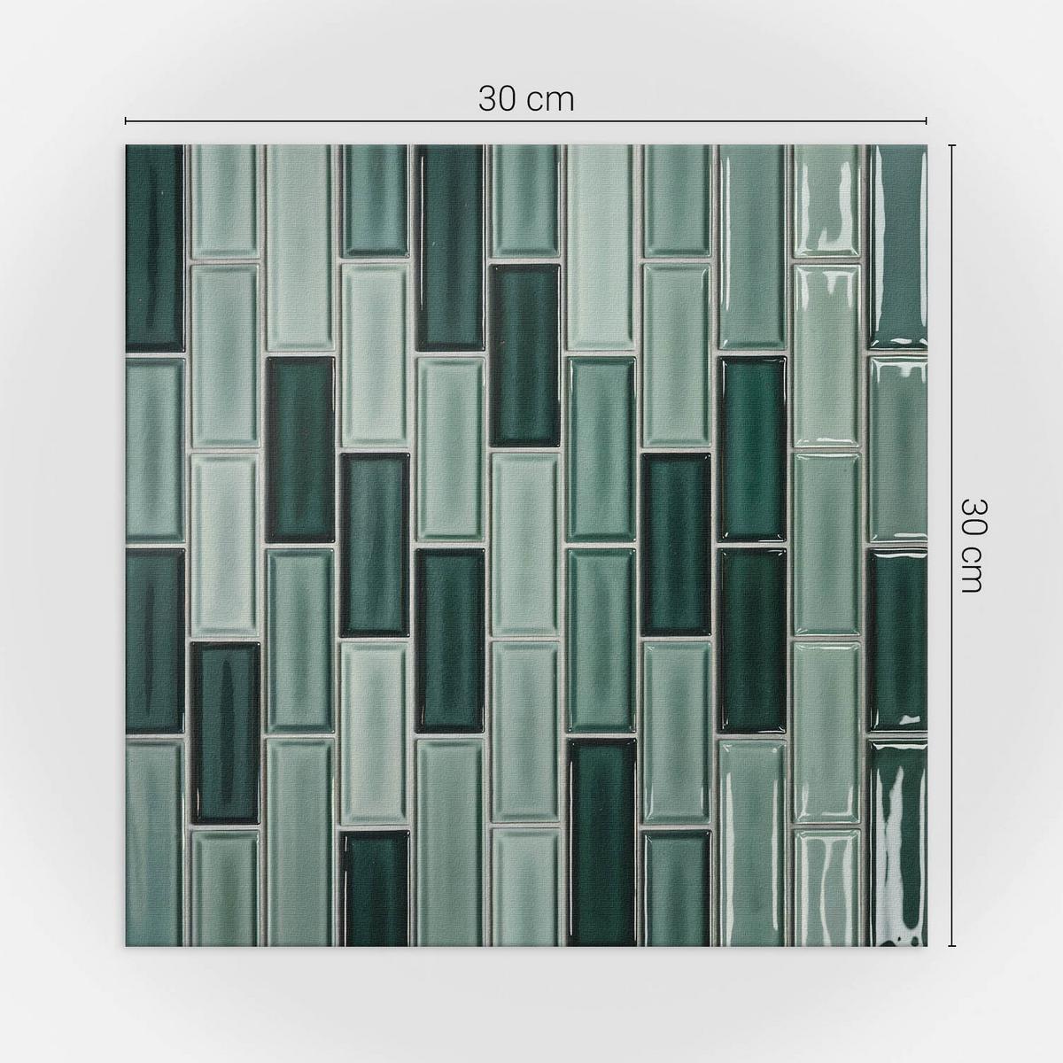 WANDPANEEL 9 Stück 30x30 cm selbstklebend Brivido - Grün, Kunststoff (30/1.6/30cm) - Wallfluent