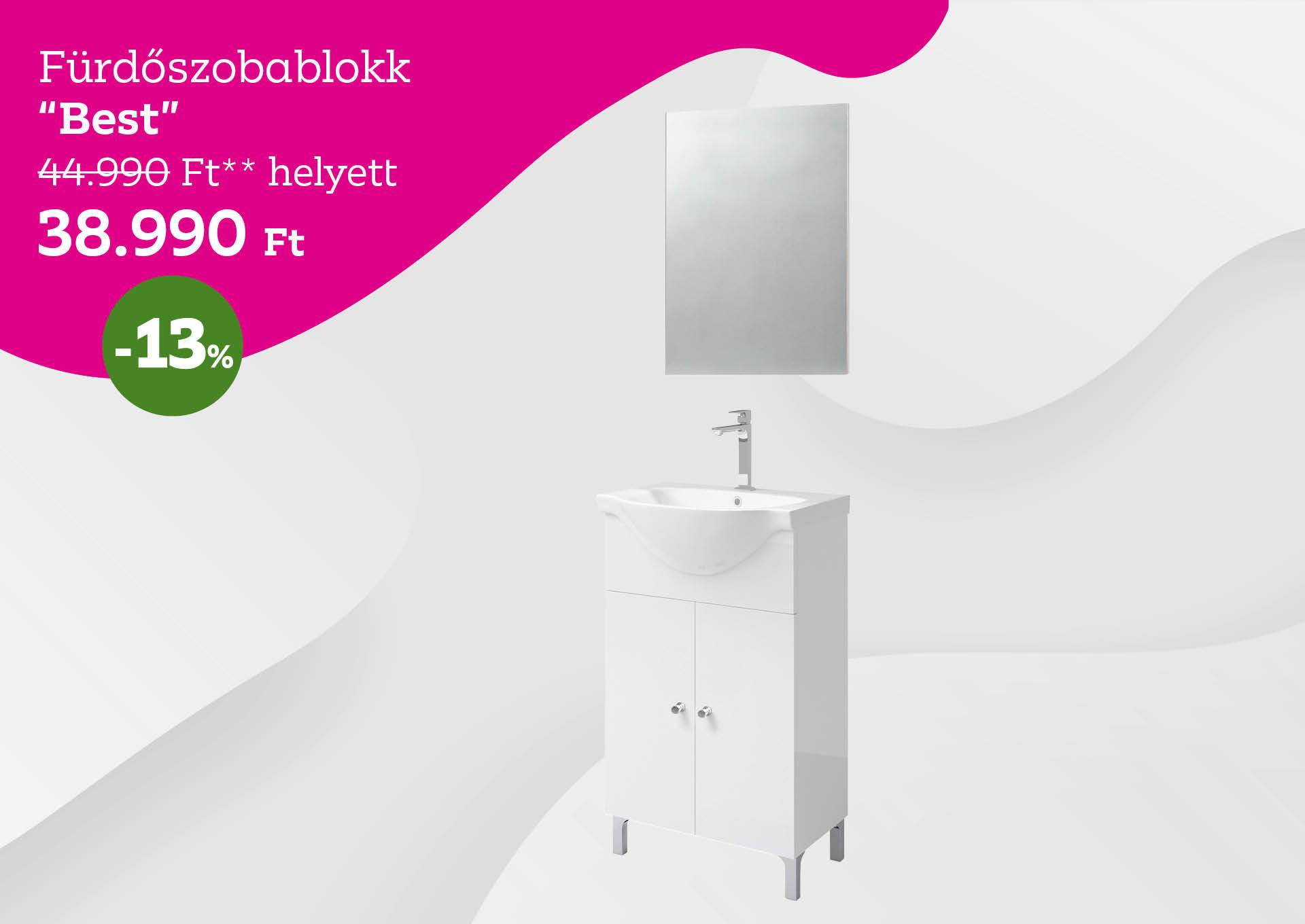 Fürdőszobablokk Best 44990 Forint helyett 38990 Forint, kedvezmény mértéke 13%