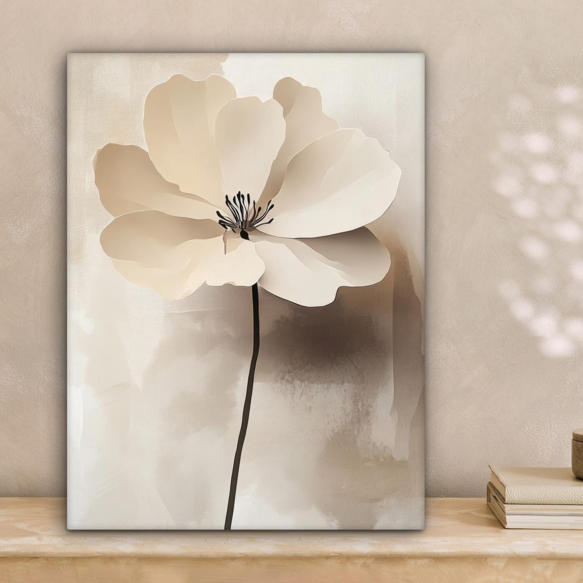 LEINWANDBILD Blume - Beige - Farbe - Schatten Room Decor 30x40 cm - Creme, Textil (30/40cm) - MuchoWow