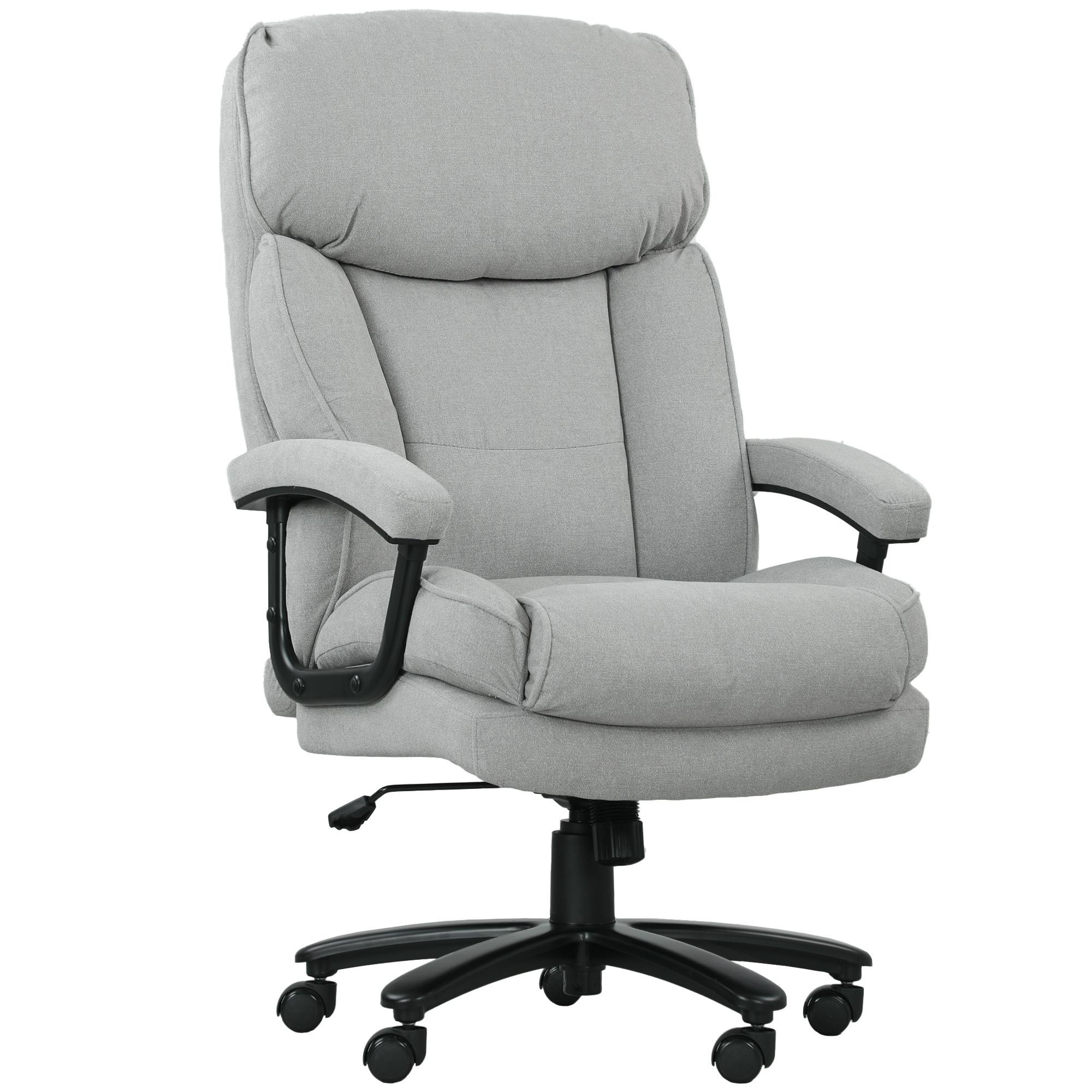BÜROSTUHL, Ergonomisch Schreibtischstuhl mit Wippfunktion, Leinenoptik, Hellgrau - Hellgrau, Kunststoff (68.5/125/79cm) - HOMCOM