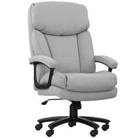 BÜROSTUHL, Ergonomisch Schreibtischstuhl mit Wippfunktion, Leinenoptik, Hellgrau - Hellgrau, Kunststoff (68.5/125/79cm) - HOMCOM