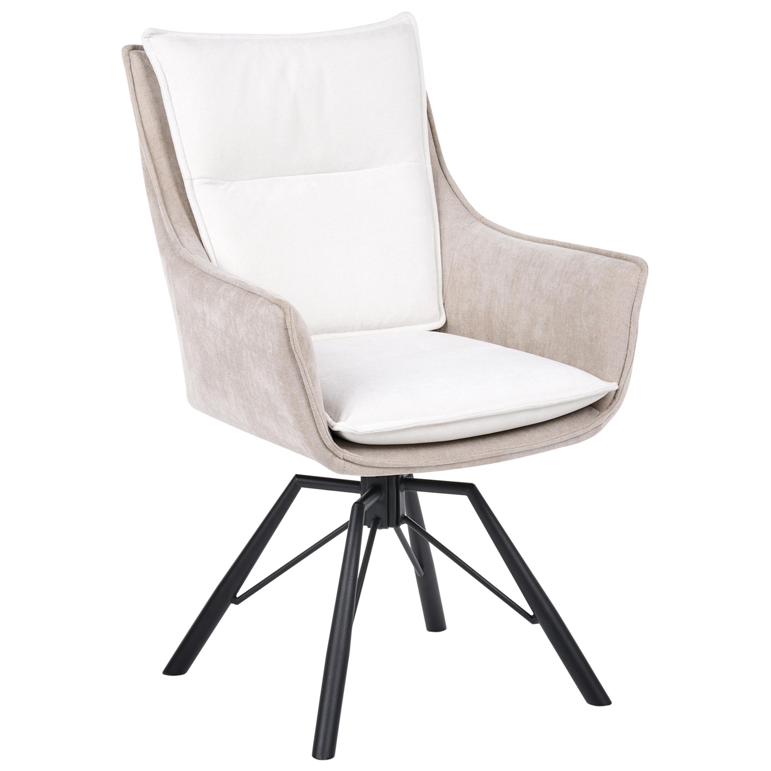 ESSZIMMERSTUHL drehbar Chenillegewebe Cremeweiß/Beige Anneberg - Creme, Textil (60/94/64cm) - Beliani