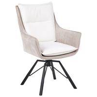 ESSZIMMERSTUHL drehbar Chenillegewebe Cremeweiß/Beige Anneberg - Creme, Textil (60/94/64cm) - Beliani
