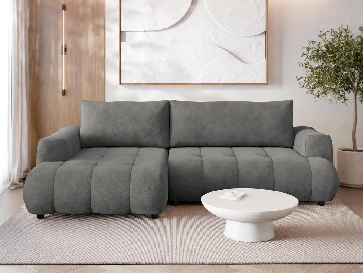 ECKSOFA Haiti, Seite: Links LC+2R - Schwarz/Grau, Holz/Textil (276/156cm) - MIRJAN24