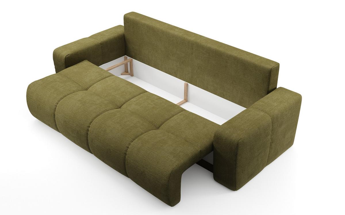 BETTSOFA DUCA Grün Jersey- Stoff mit Schlaffunktion - Grün, Holz (259/90/99cm) - MASSENO