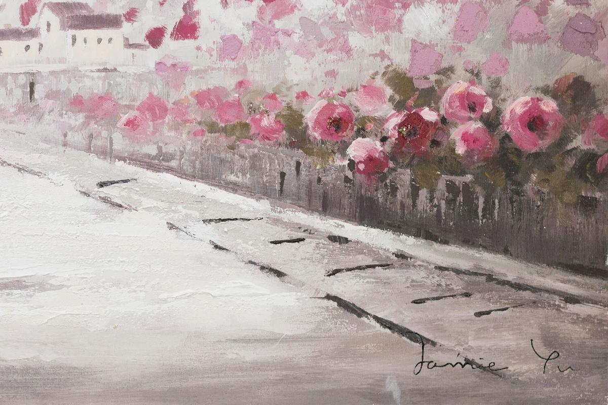 ACRYLBILD HANDGEMALT 120/60 cm - Pink/Beige, Holz/Textil (120/60cm) - KUNSTLOFT