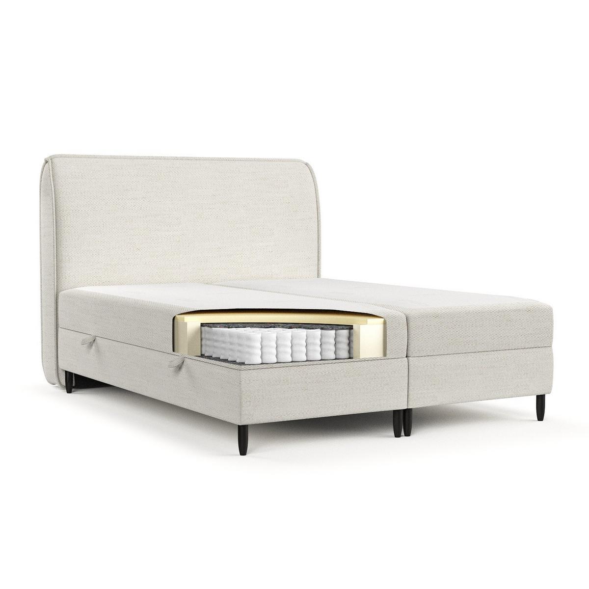 BOXBETT Lunaro 200/200 cm Creme im Modesto Stoff - Creme/Schwarz, Holz/Holzwerkstoff (200/200cm) - AltaBeds