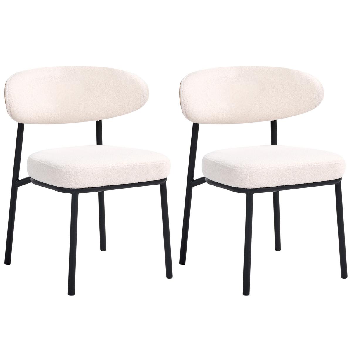 ESSZIMMERSTUHL 2er Set Bouclé Cremeweiß Winton - Creme, Textil (61/78/54cm) - Beliani
