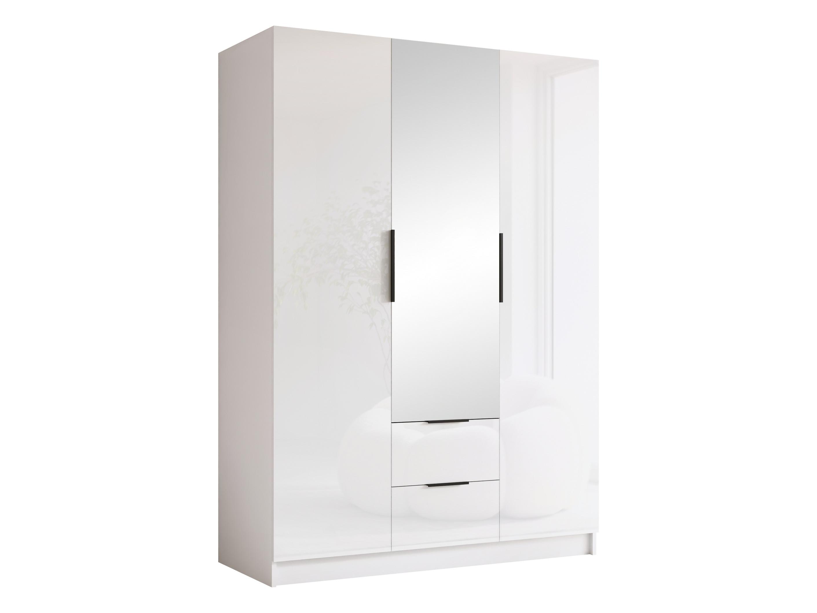 KLEIDERSCHRANK Calwi II Gloss - Weiß Hochglanz/Schwarz, Holzwerkstoff/Kunststoff (150/216/60cm) - MIRJAN24