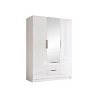 KLEIDERSCHRANK Calwi II Gloss - Weiß Hochglanz/Schwarz, Holzwerkstoff/Kunststoff (150/216/60cm) - MIRJAN24