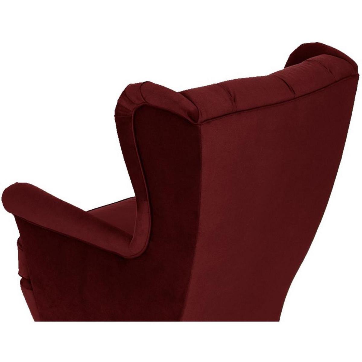 CHESTERFIELD-SESSEL Falco bordeaux mit Holzbeinen - Wengefarben/Bordeaux, Holz/Textil (82/102/92cm) - Beautysofa