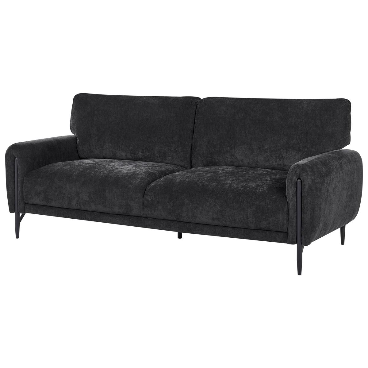 3-SITZER-SOFA Chenillegewebe Schwarz Skaro - Schwarz, Textil (214/87/89cm) - Beliani