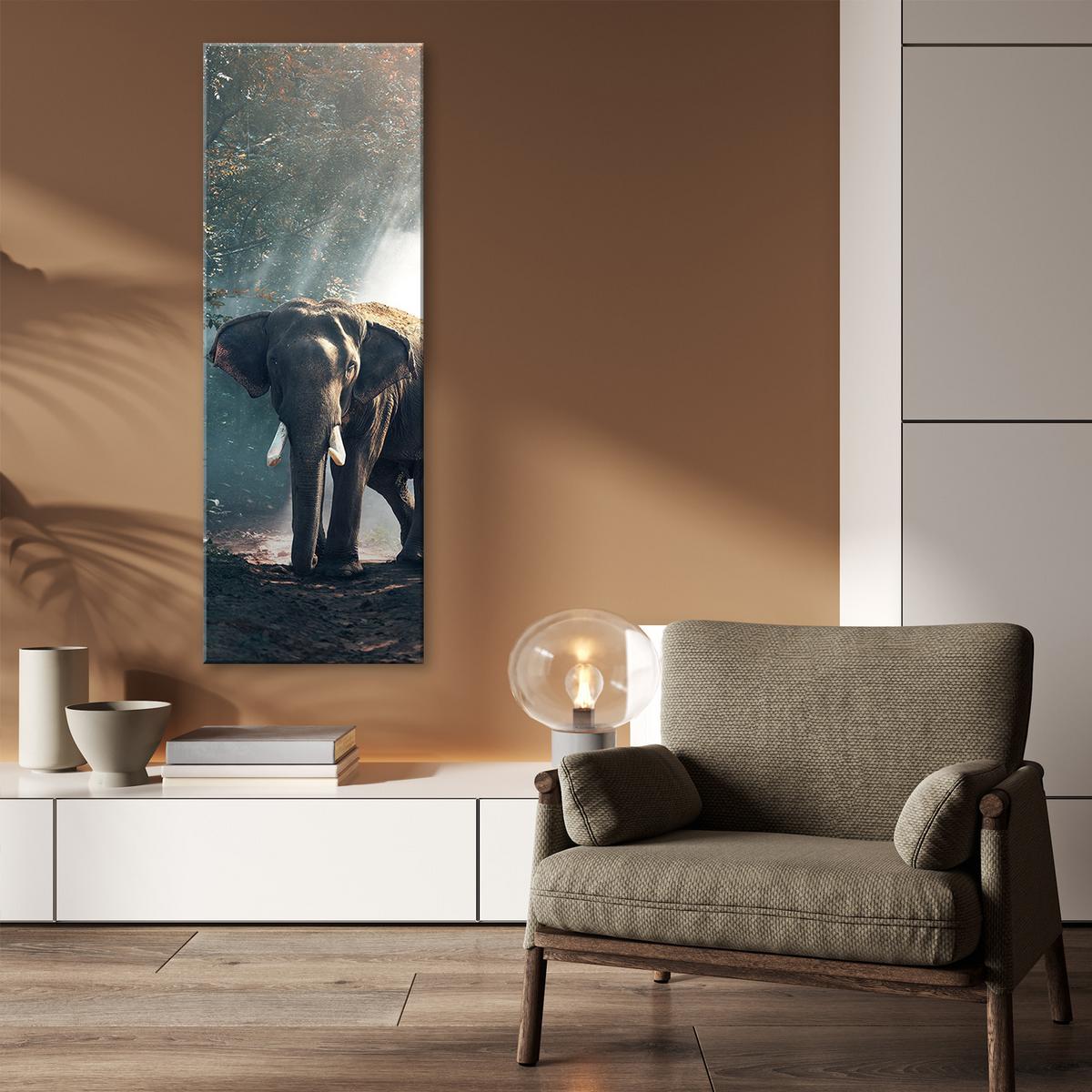 WANDBILD elefant im dschungel - Grau, Textil (30/90cm) - Feeby