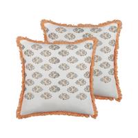 DEKOKISSEN 2er-Set Weiß 45/45 cm Sativus - Weiß, Naturmaterialien/Textil (45/45cm) - Beliani