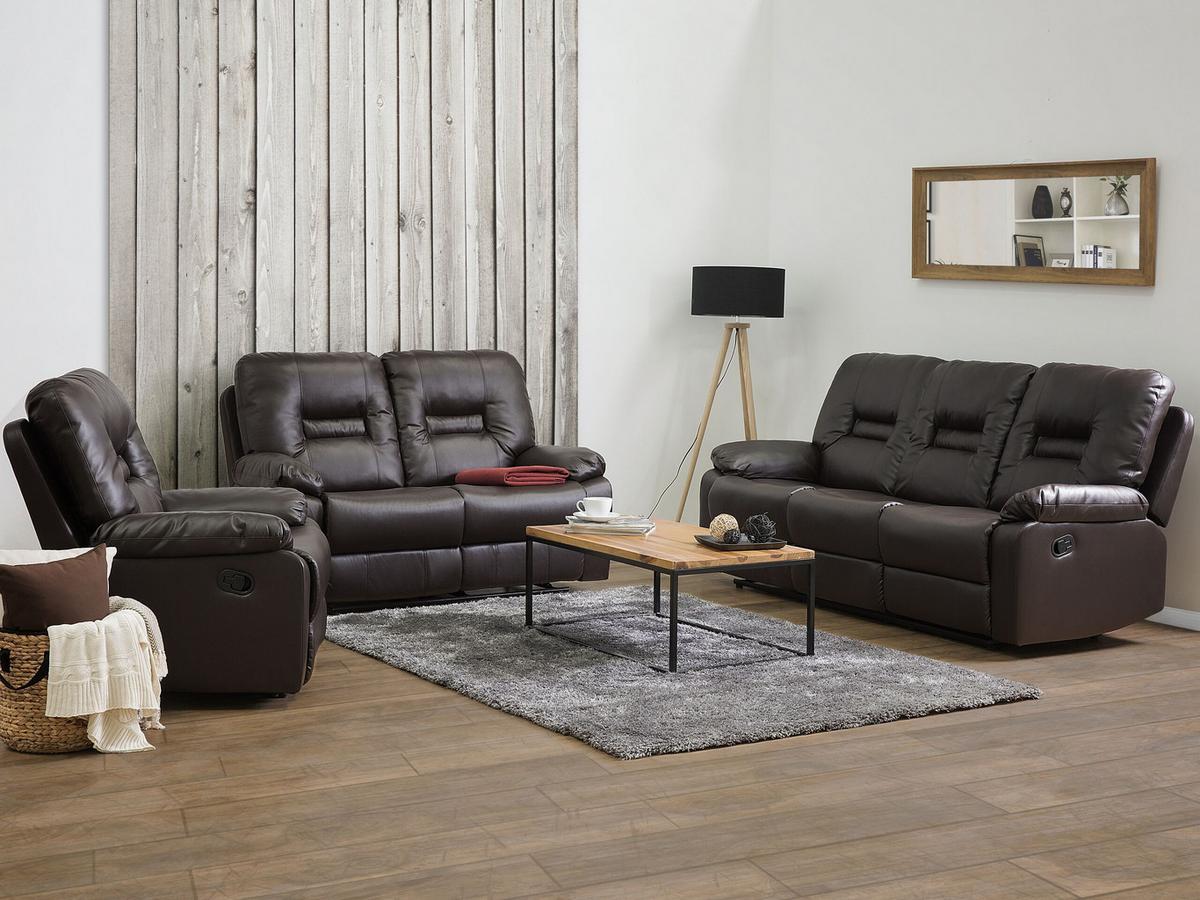 6-SITZER SOFA SET Kunstleder Braun Bergen - Braun, Kunststoff (204/101/74cm) - Beliani