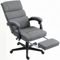 BÜROSTUHL, Ergonomischer Schreibtischstuhl mit Samt-Optik Fußstütze Dunkelgrau - Dunkelgrau, Textil (56/115/68.5cm) - HOMCOM