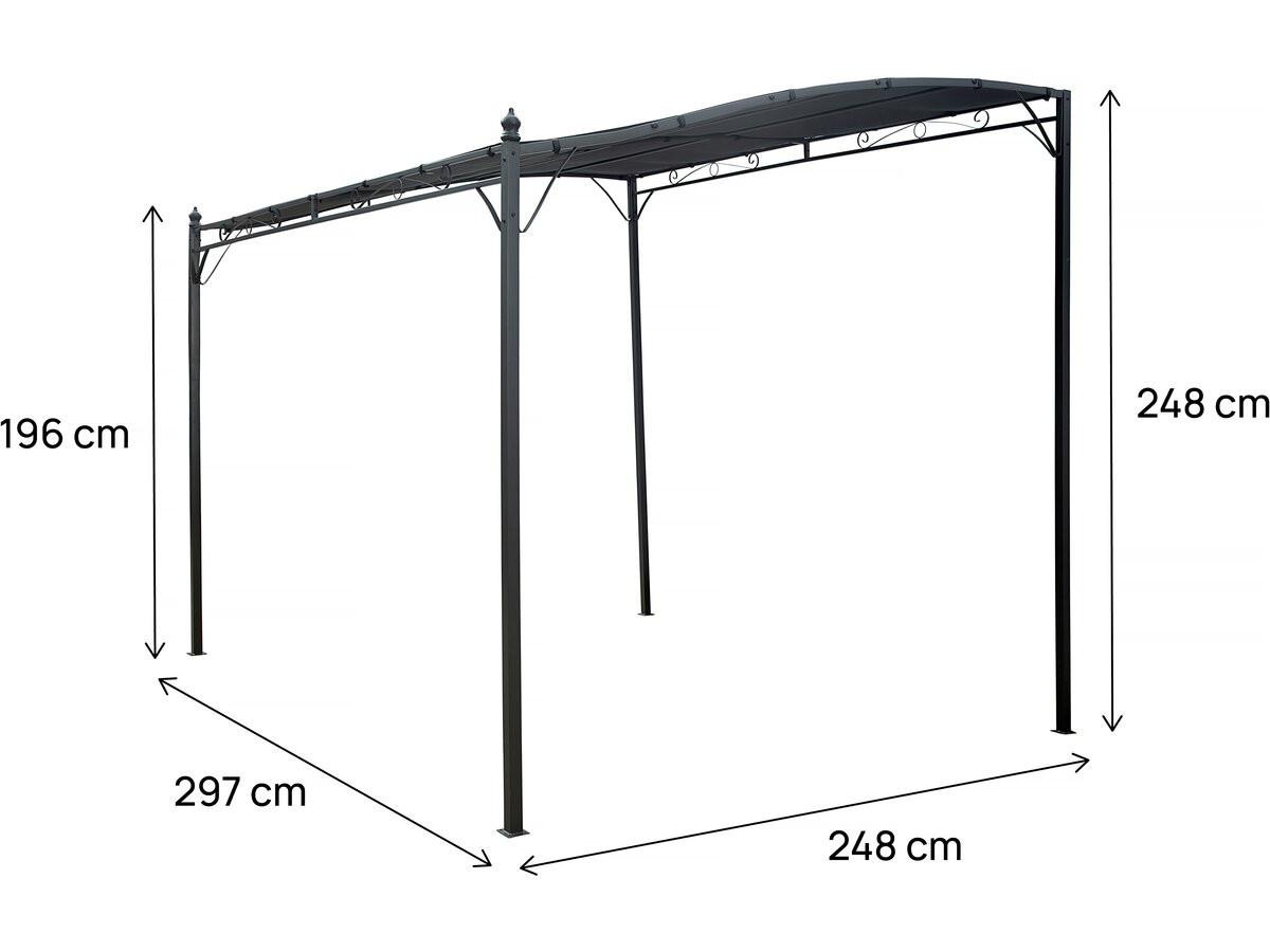 PERGOLA - MARKISE pergola adossée inclinée en métal - 3 x 2.5 m - gris Grau - Grau, Metall (248/248/297cm) - Habitat Garten