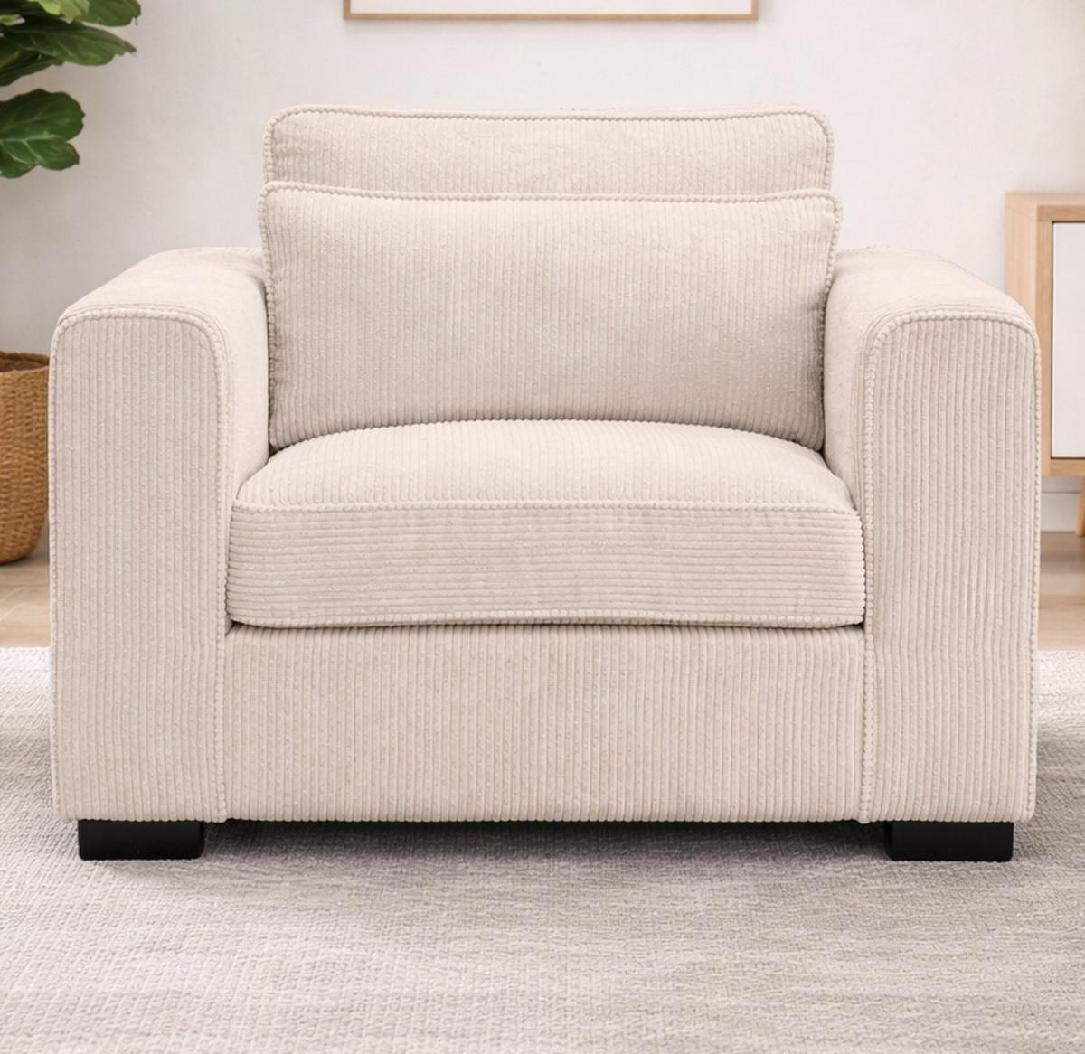 SESSEL grau-beige Cord, Loungesessel 120 cm, Wohnzimmersessel mit Wellenfederung - Beige/Schwarz, Holzwerkstoff/Kunststoff (120/92/112cm) - Inn.Furn