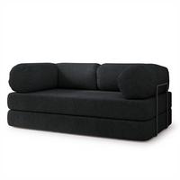 BETTSOFA EIREN aus Schaumstoff Bucle-Stoff Schwarz Schlaffunktion - Schwarz, Textil (170/68/80cm) - MASSENO