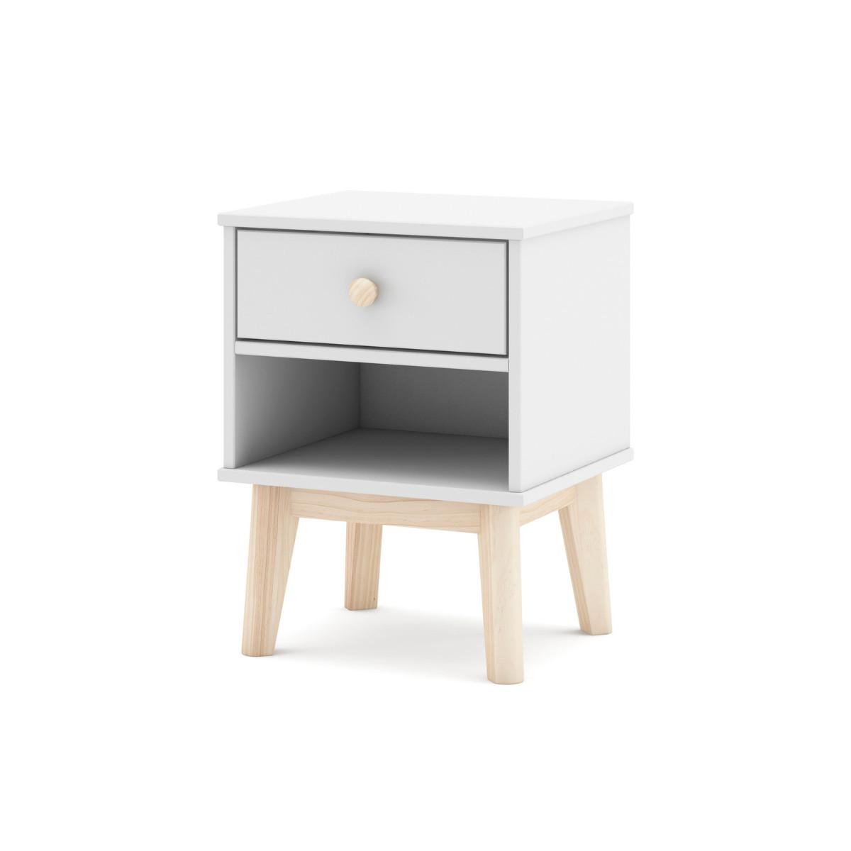 NACHTTISCH mit 1 Schublade und 1 offener Nische, L40 cm 35/40/53,1 cm - Weiß, Holzwerkstoff (35/53.1/40cm) - Calicosy