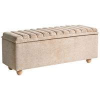 POLSTERBANK mit Stauraum Stoff Beige Salida - Beige/Braun, Holz/Textil (115/54/39cm) - Beliani