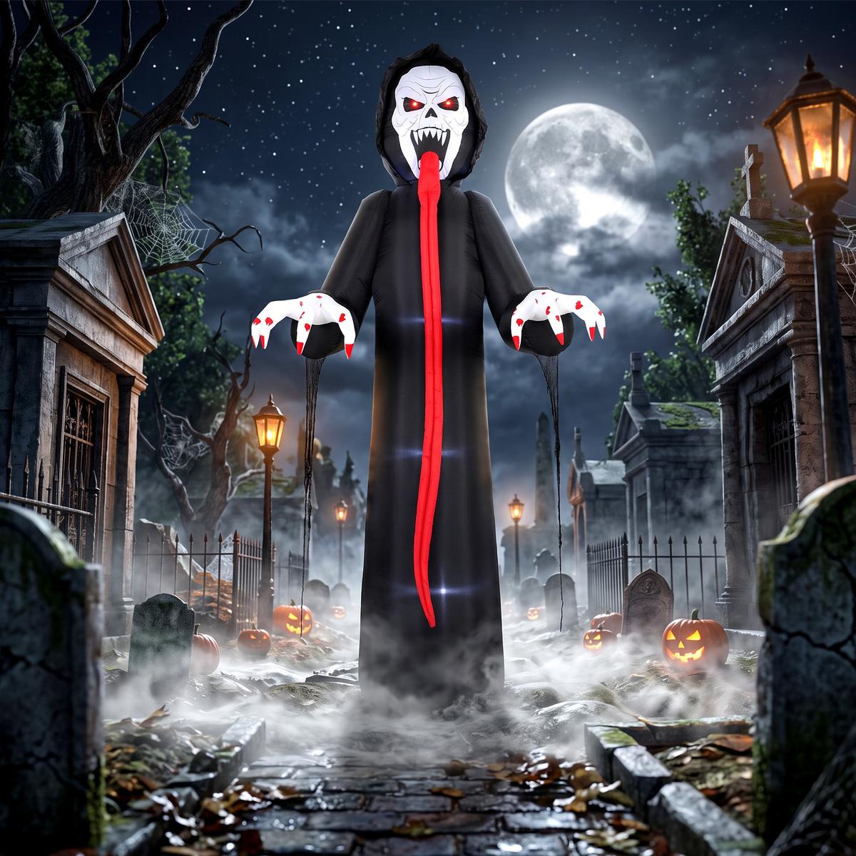 AUFBLASBARES-HALLOWEEN-SKELETT Polyestergewebe Schwarz - Schwarz, Textil (95/310/130cm) - Outsunny