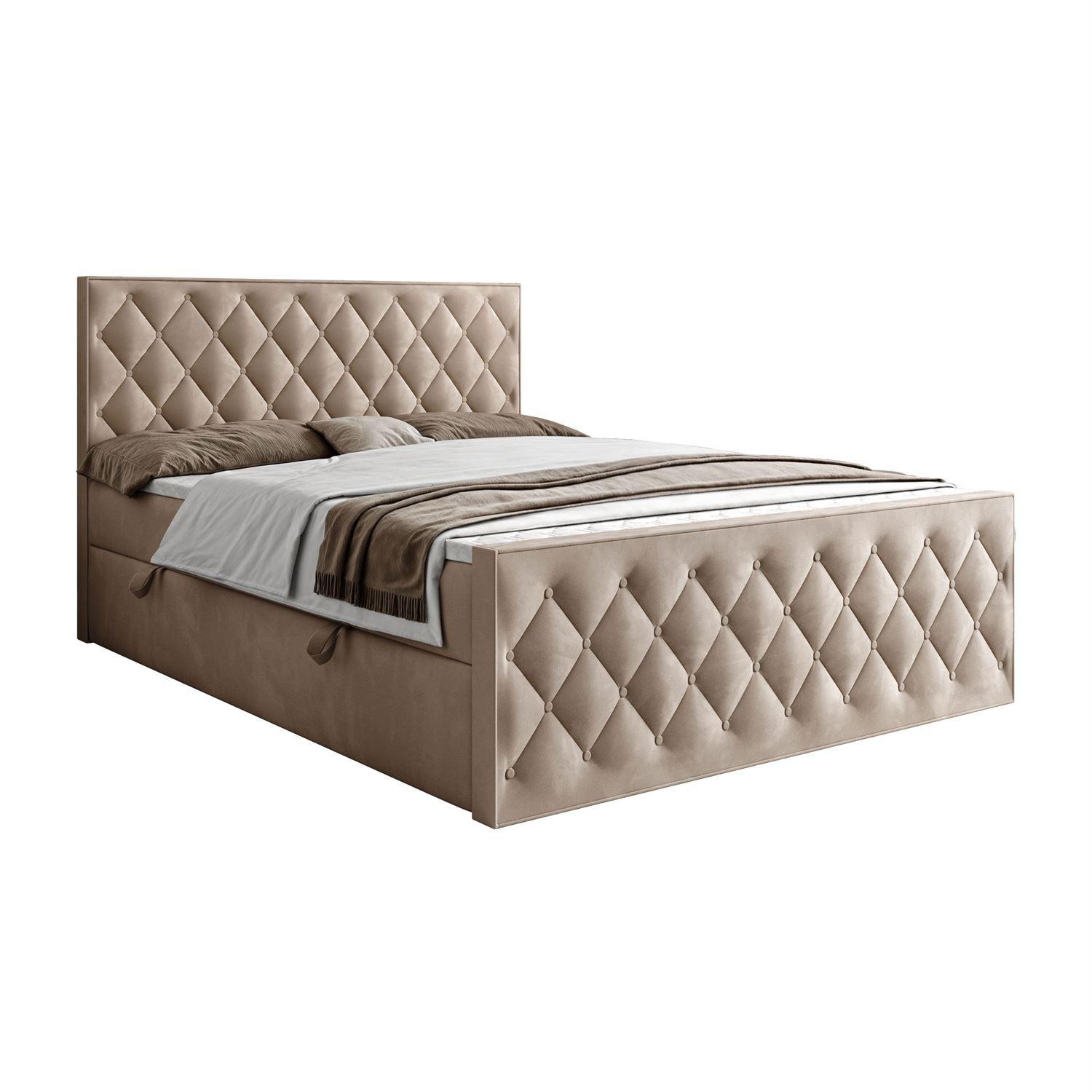 BOXSPRINGBETT INEZ II mit Bettkasten mit Topper 180x200 cm Royal Velvet 170 - Beige, Textil - Lookway
