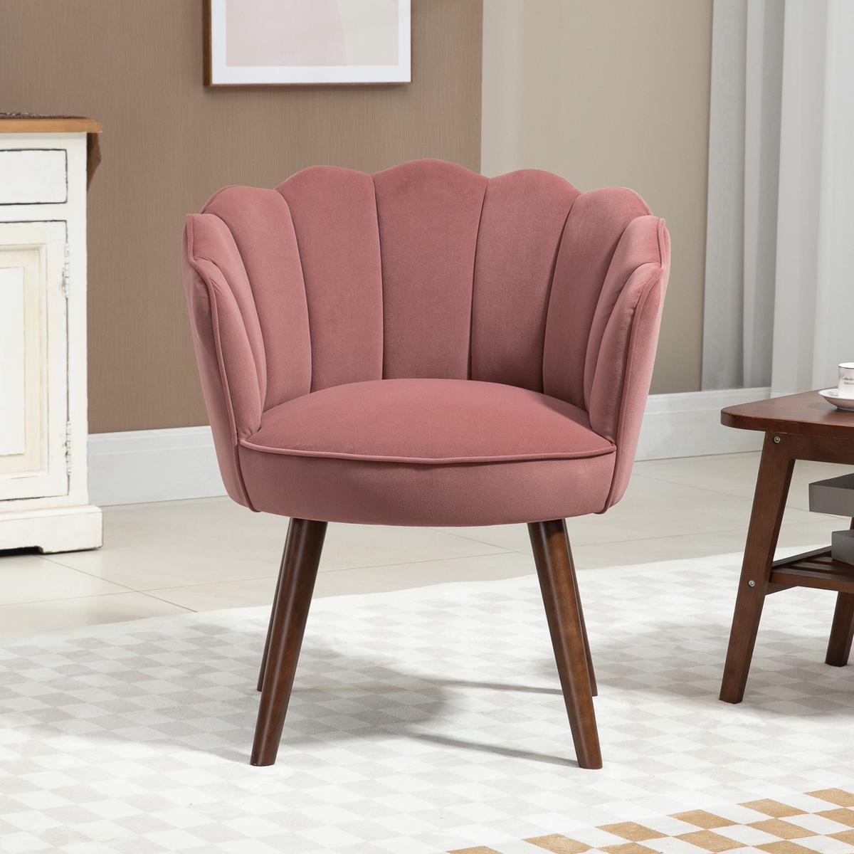 ESSZIMMERSTUHL Küchenstuhl mit Rückenlehne Polyester Gummiholz Rosa - Rosa, Kunststoff (66/78.5/66cm) - HOMCOM