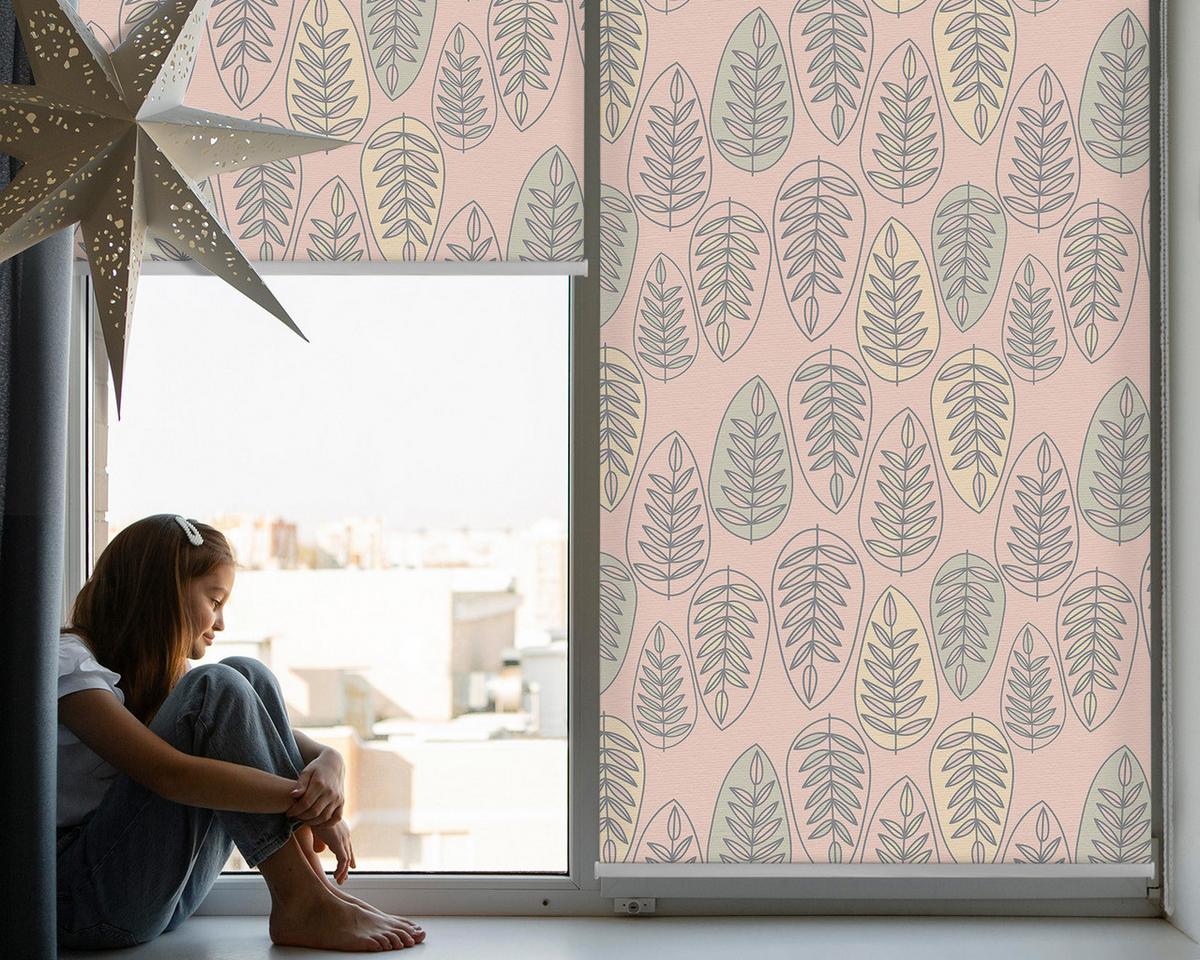 INNENROLLO - Fensterrollo - Rollo - 110x140 cm - Bunte Blätter - Pink, Kunststoff (110/140/0.5cm) - TULUP