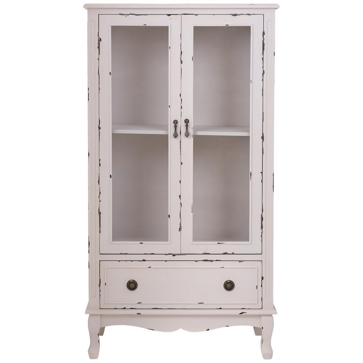 VITRINE mit 1 Schublade und 2 Türen 80x42x148 cm Weiß - Weiß, Holz (80/148/42cm) - Wanderlust