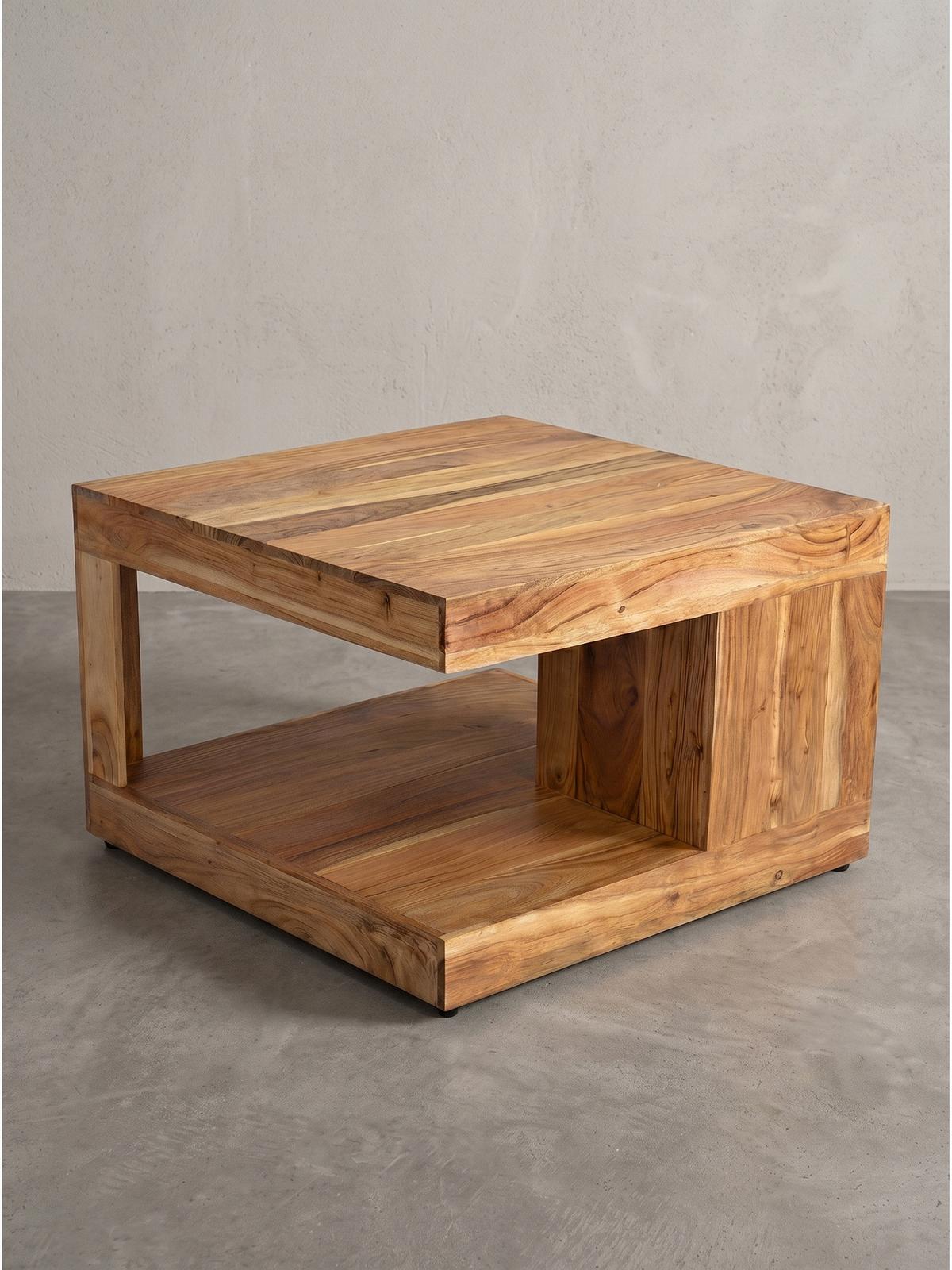 SOFATISCH NAREW, Akazie Massivholz, Akazie-Natur, 60 x 60 x 39,5 cm - Braun, Akazienholz/Holz (60/60/39.5cm) - KADIMA DESIGN