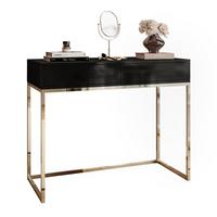 KONSOLE BLANCO mit Schubladen GOLD CHROM Schwarz Hochglanz PUSH OPEN - Schwarz Hochglanz/Goldfarben, Holzwerkstoff (42/100/81cm) - Lookway