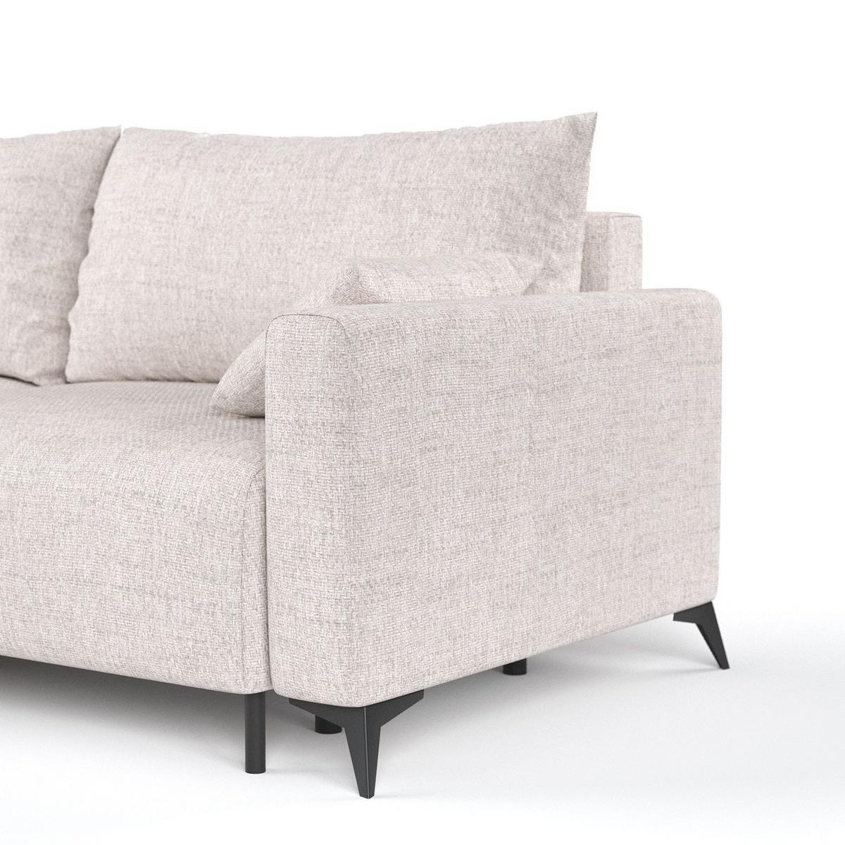 ECKSOFA NUVIO mit Schlaffunktion Hellbeige im Neve Stoff - Sandfarben/Schwarz, Holz/Holzwerkstoff (239/148cm) - AltaBeds