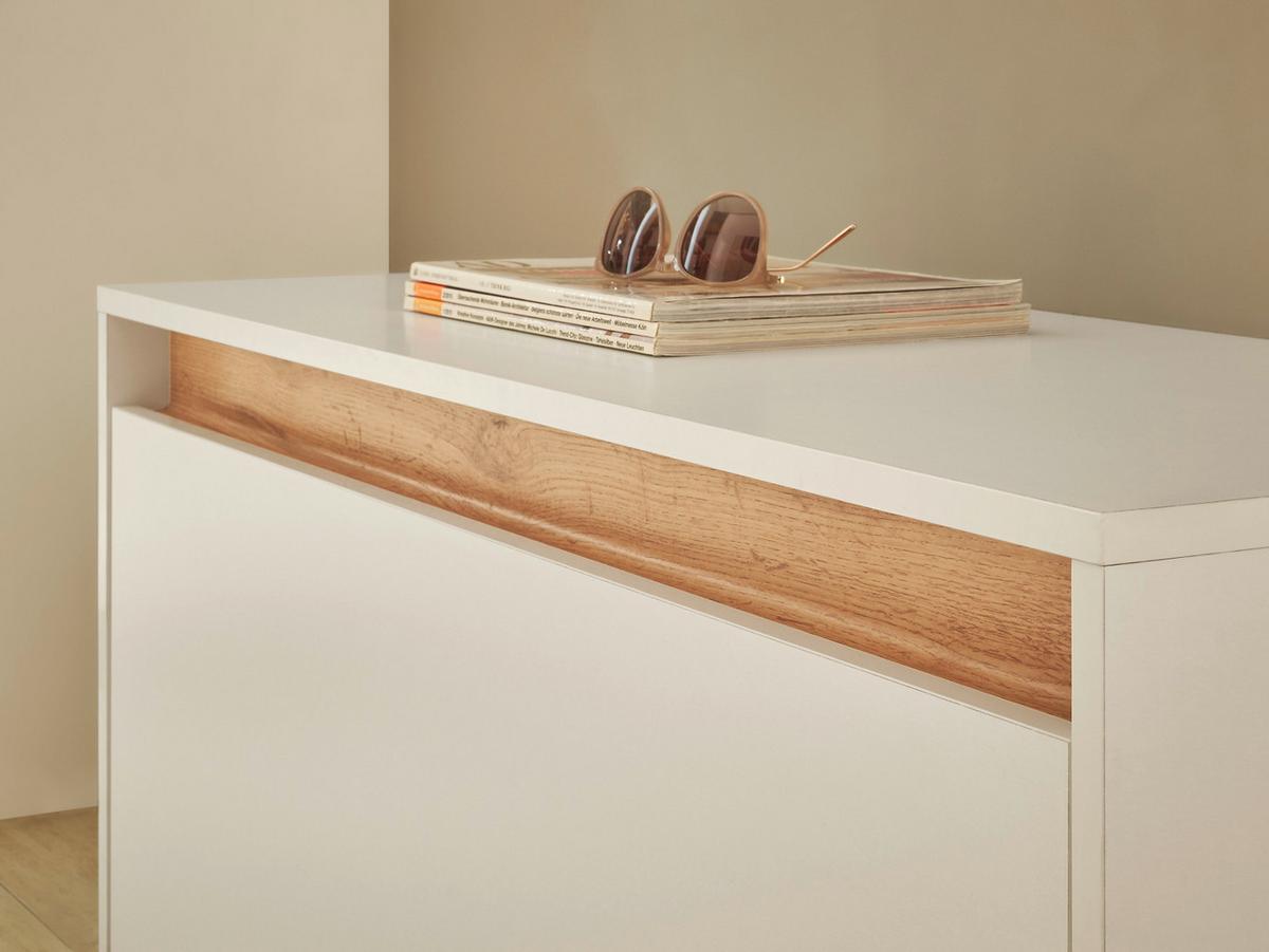 GARDEROBENBANK weiß, Eiche Wotan 100 cm, Sitzbank mit Stauraum - Eiche Wotan/Silberfarben, Holzwerkstoff/Kunststoff (100/45/40cm) - Furn.Design