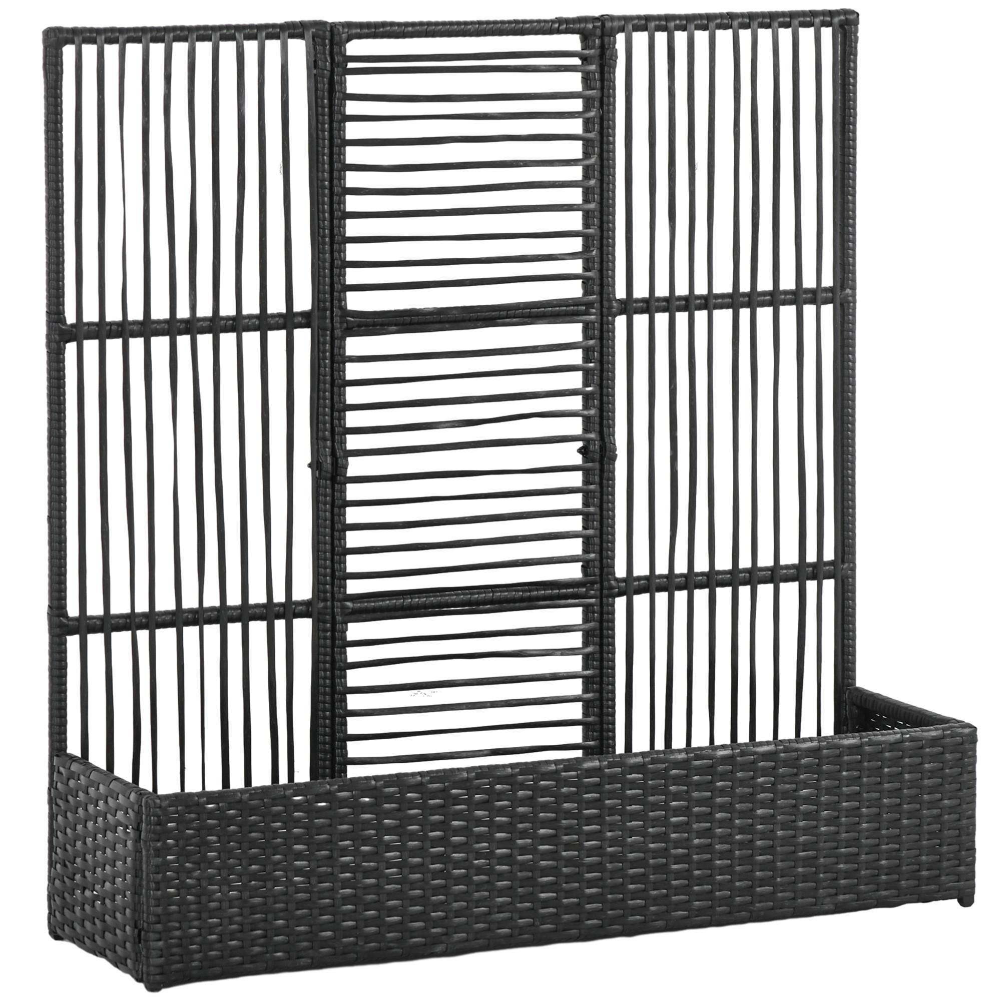 POLYRATTAN Hochbee, Schwarz - Schwarz, Metall (29/103/103cm) - Outsunny