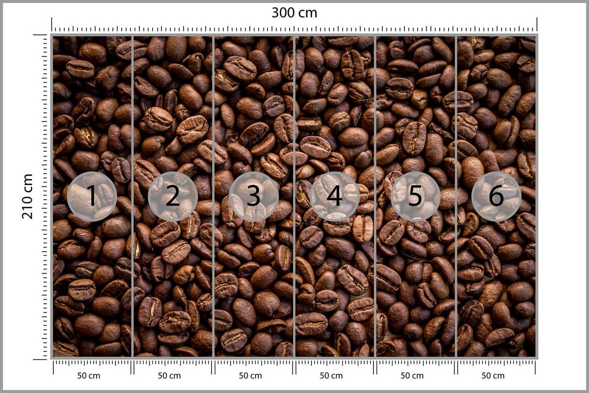 FOTOTAPETE für Esszimmer Kaffee Kaffeebohnen 3D 300x210 - Braun, Papier (300/210cm) - Muralo