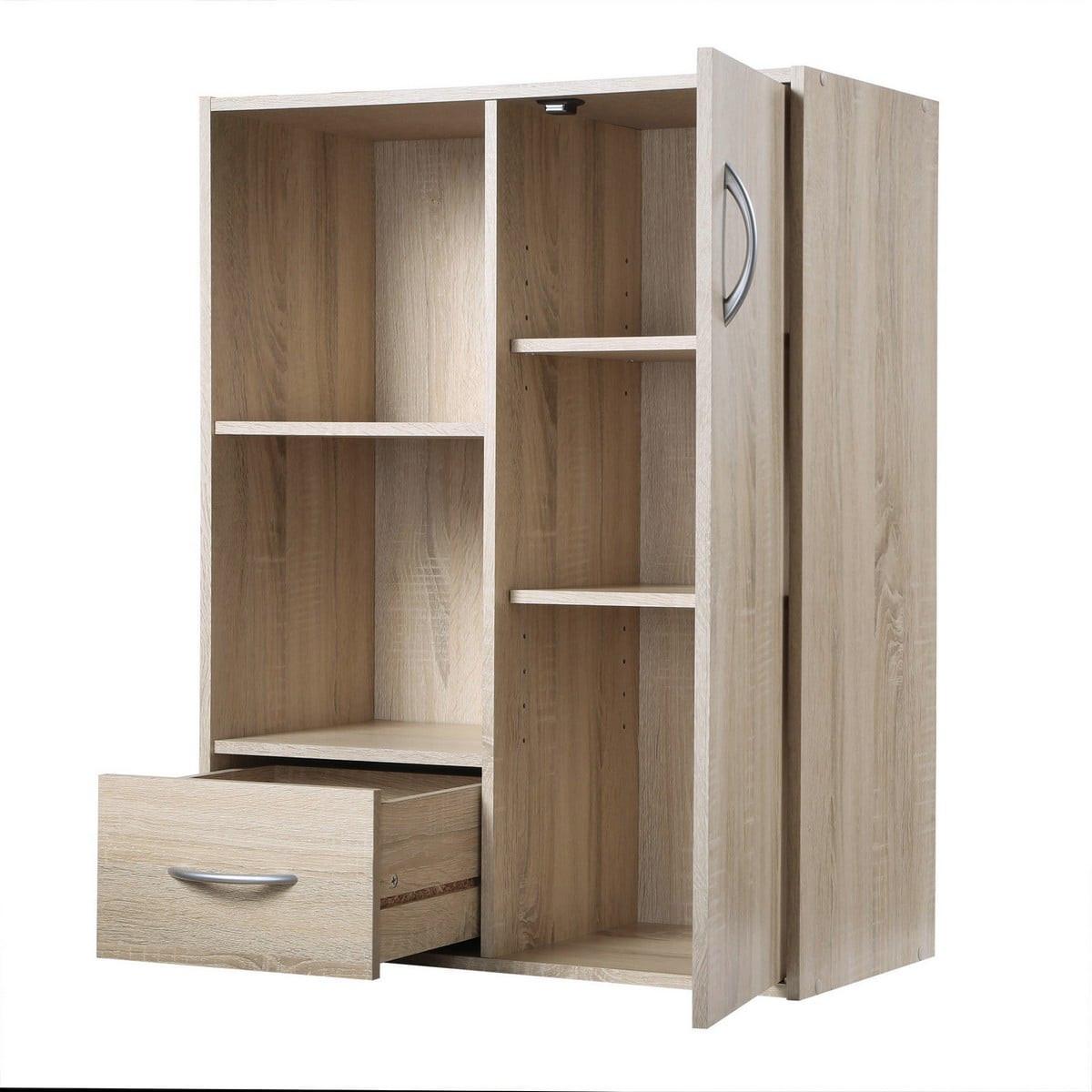SCHRANK mit 2 Fächern, 1 Schublade und 1 Tür - Eschefarben, Holzwerkstoff (29.5/80/11cm) - Calicosy