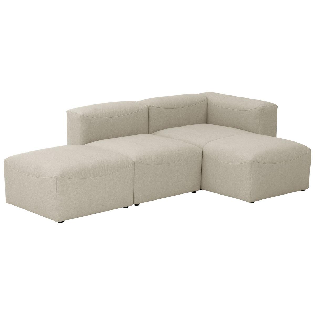 ECKSOFA mit Hocker links Kattrina Flachgewebe creme - Creme, Kunststoff (160/250cm) - 58aufmkessel