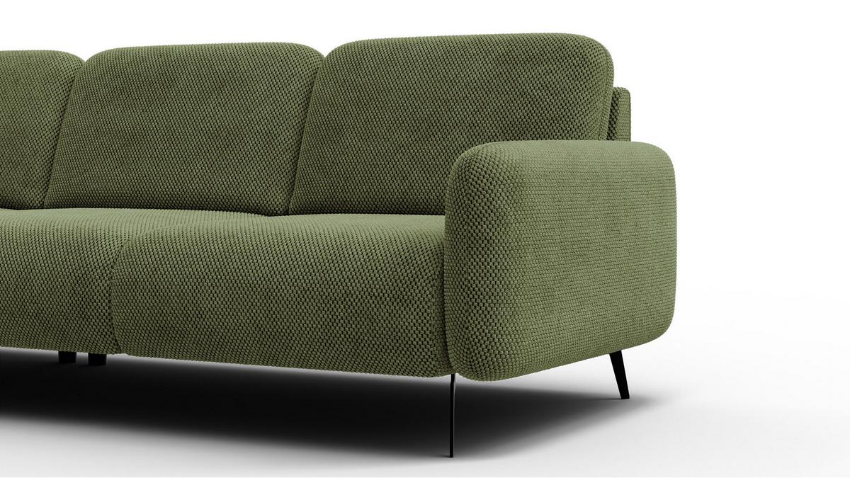ECKSOFA FEBE 5-Sitzer links, olivgrün - Schwarz/Olivgrün, Holz/Textil (271/190cm) - Wozimo