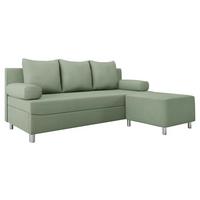 SCHLAFSOFA Dover mit Polsterhocker - Chromfarben/Hellgrün, Holz/Kunststoff (192/86/80cm) - MIRJAN24