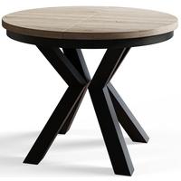 RUNDER Esszimmertisch LOFT, ausziehbarer Tisch Durchmesser: 120 cm/200 cm, Wohnzimmertisch Farbe: Beige, mit Metallbeinen in Farbe Schwarz - Schwarz/Sonoma Eiche, Holzwerkstoff (120/120/76cm) - Alpi-Möbel