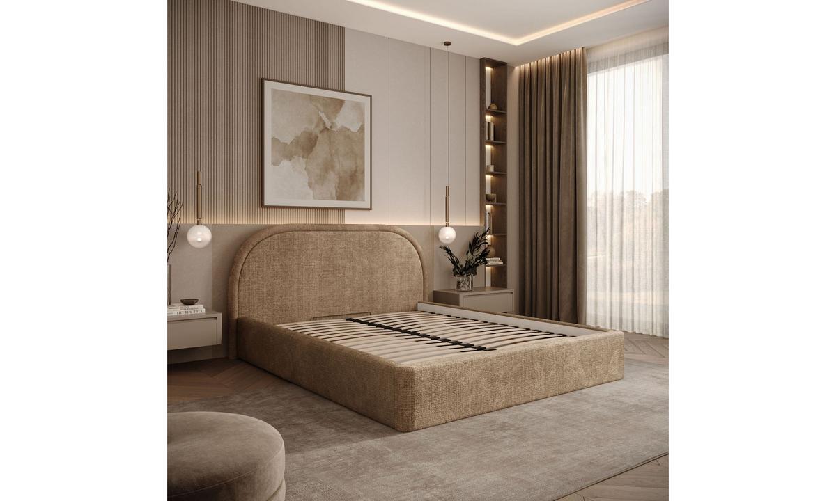 POLSTERBETT OLIVIA 140x200 cm Crem 18 34 Holzlatten - Hellbraun, Textil (140/200cm) - Lookway
