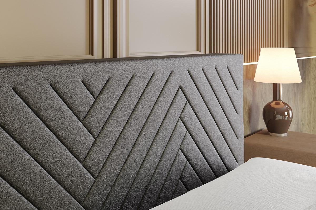 BOXSPRINGBETT mit Matratze H3|H4 und Lattenrost - VEXA KING-120x200 - Schwarz - Schwarz, Holzwerkstoff (120/200cm) - ALTDECOR