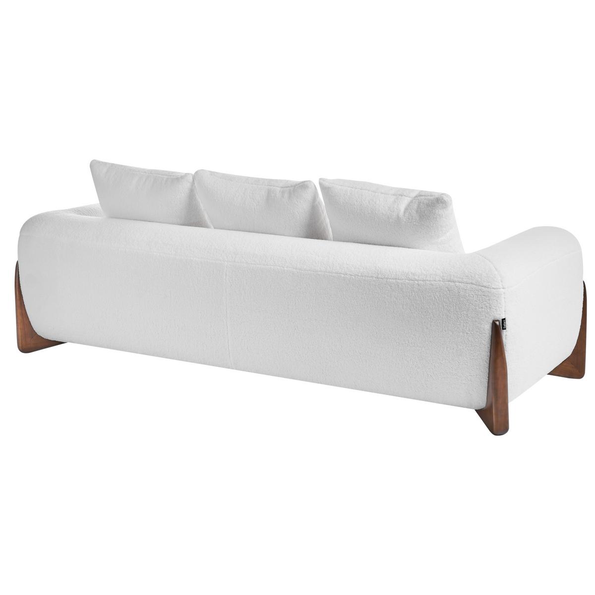 SOFA-SET 6-Sitzer Bouclé Weiß Vinliden - Weiß/Braun, Textil (217/82/87cm) - Beliani