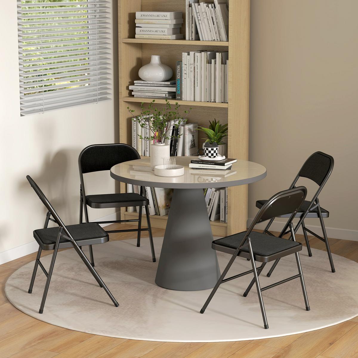 KLAPPSTUHL 4er Set Polyester Stahl Schwarz - Schwarz, Kunststoff (45/78/46cm) - HOMCOM
