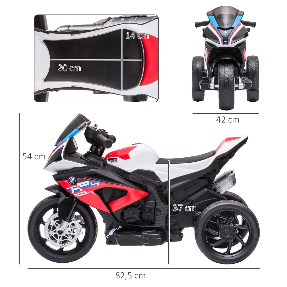 KINDER Elektro-Motorrad Kindermotorrad 6V Elektrofahrzeug Elektro-Dreirad Rot - Rot, Kunststoff (82.5/42/54cm) - HOMCOM
