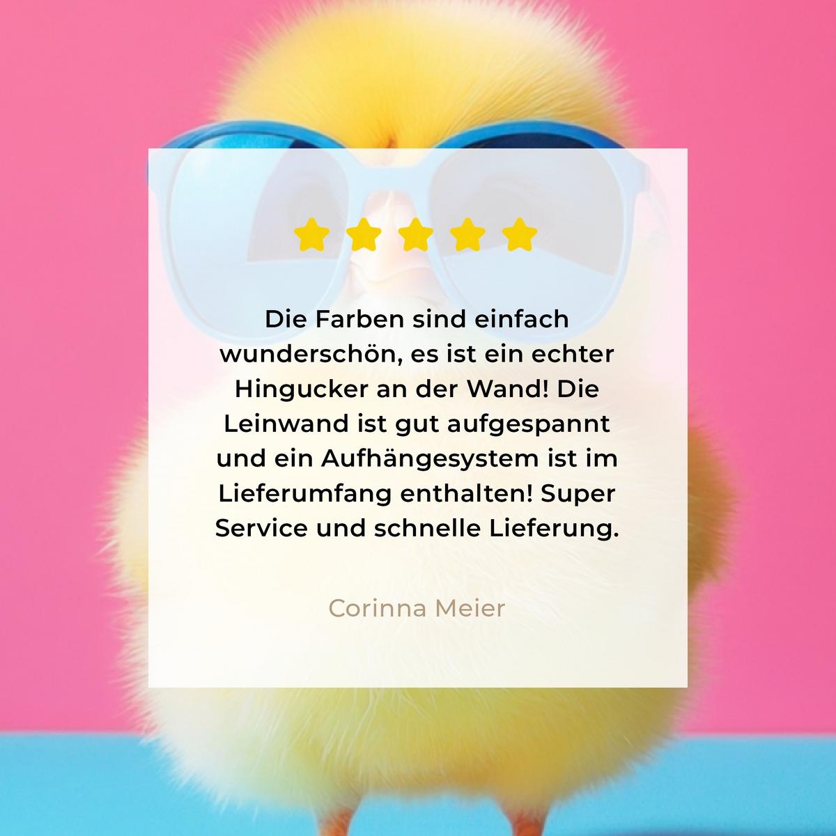 LEINWANDBILD Chick - Sonnenbrille - Blau Deko Wohnzimmer 20x30 cm - Pink/Gelb, Textil (20/30cm) - MuchoWow