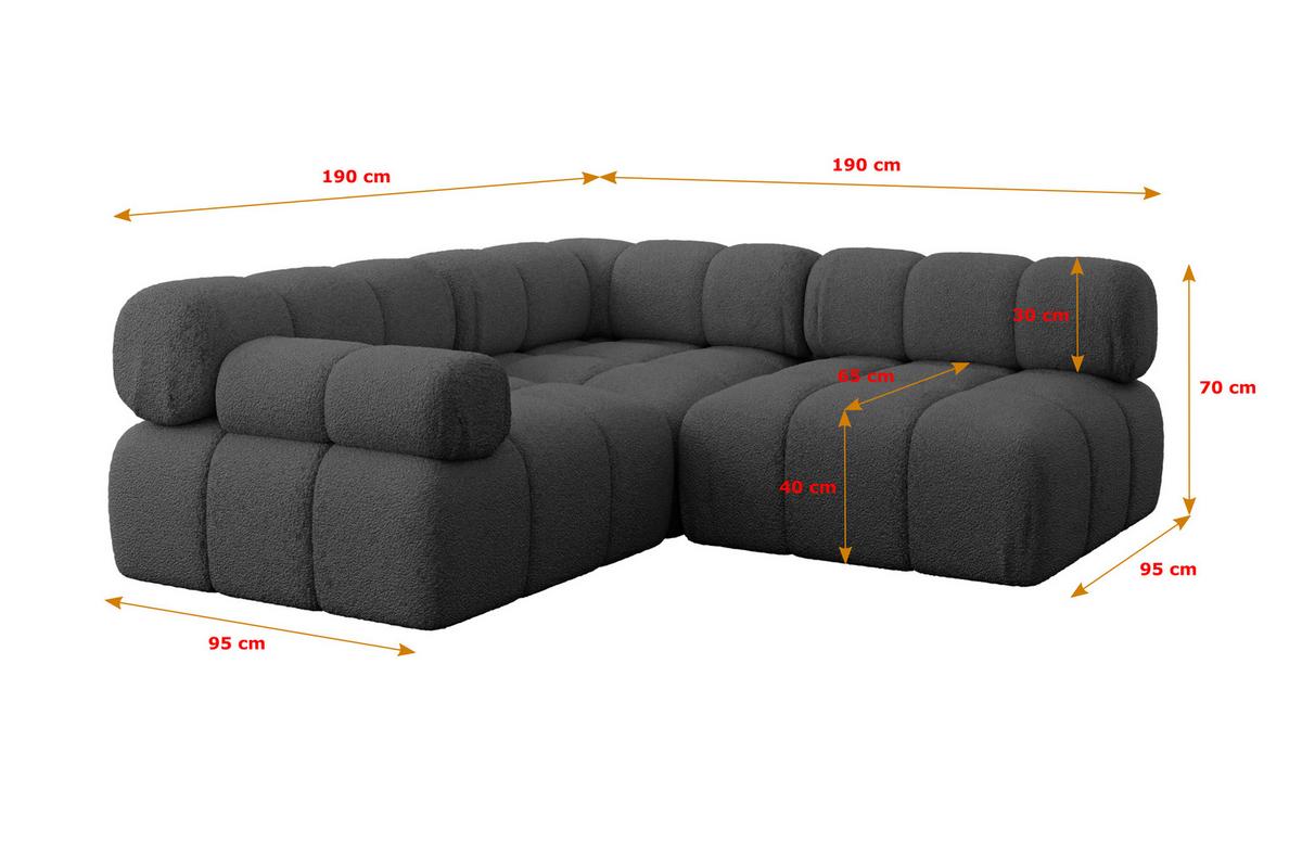ECKSOFA modulares Sofa Mende-L1 - 190x190x70 cm Grau Bouclé - Grau, Holzwerkstoff/Textil (190/190cm) - ALTDECOR